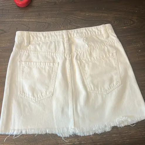 We The Free  By Free People Women's Zip It Up Mini Denim Skirt White Size 28