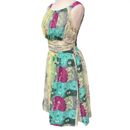 Raga Anthropologie Floral Print Sequin Sheer Boho Chic Midi Dress Size Small NWT