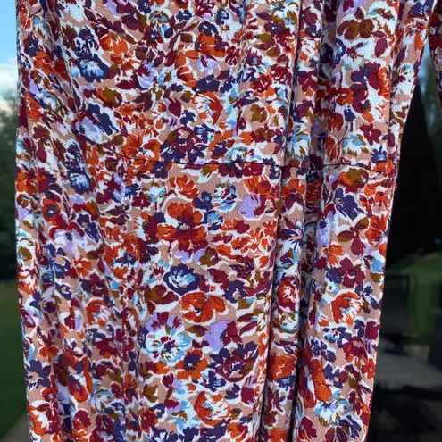 American Eagle  size medium one shoulder floral red brown midi dress