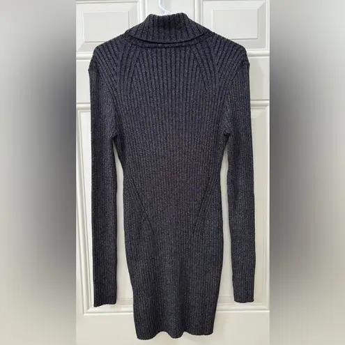 ALLSAINTS NWOT Sweater Dress Size Large Black/Silver Juliette Ribbed Turtleneck