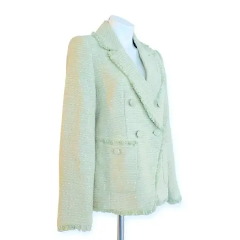 HOUSE OF HARLOW Pistachio Green Double Breasted Tweed Blazer Spring Size M NEW Size M