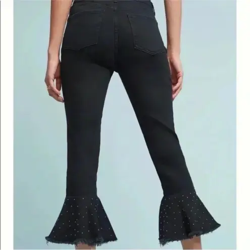 Anthropologie  Pilcro Black Studded Flare Cropped Jeans Sz 25