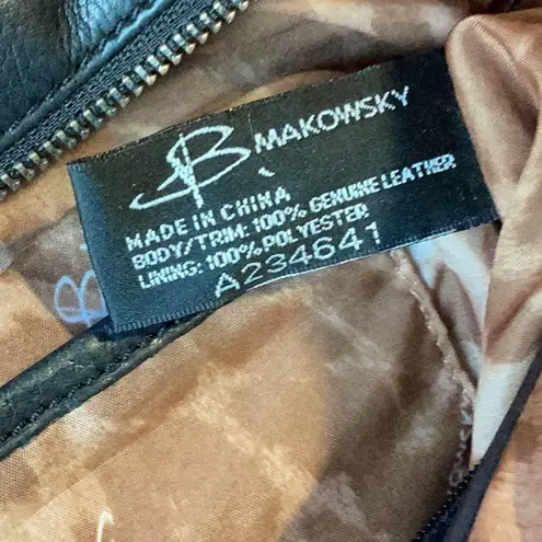 B Makowsky B. Makowsky Black Leather Satchel with Crossbody Strap EUC