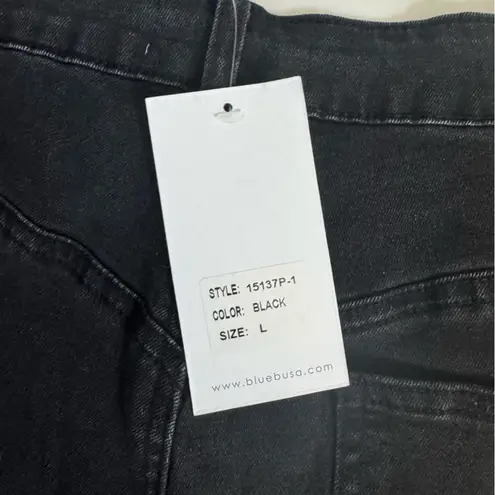 Blue B High Rise Crystal Slit Wide Leg Jeans in Black Size 10