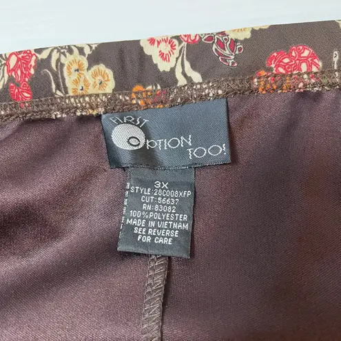 Y2K Floral Ruffle Midi Skirt Brown Plus Size 3X Long Boho Cottage Ren Fair Fairy