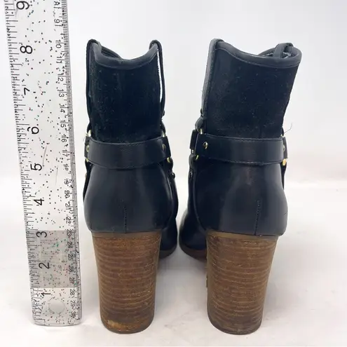 Ralph Lauren  Lauren Dylan Black Genuine Leather Harness Booties Mid Calf Sz 9.5