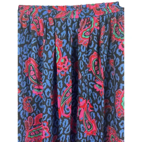 Land And Sea Vintage Ames Bold Blue Pink Floral Midi Elastic Waist Skirt M NWT Size M