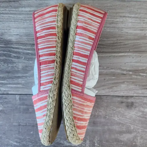 Lands End Classic Espadrille Flats Striped Pink White Devi Loafer Shoe Size 8.5