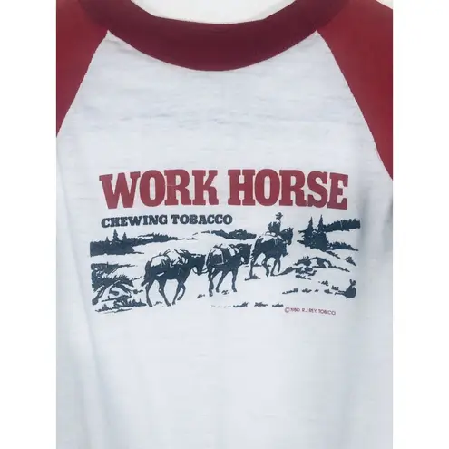 Vintage 1980 Work Horse Tobacco Red Raglan Shirt Small/Medium