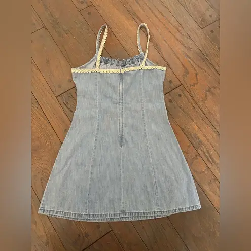 ASOS  Denim Mini Dress Lace Detail Size 6 Medium