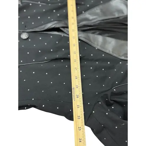 Nygard Womens L Black Paint Dots Blazer Jacket Chic Elegant Faux Leather Trim Size L