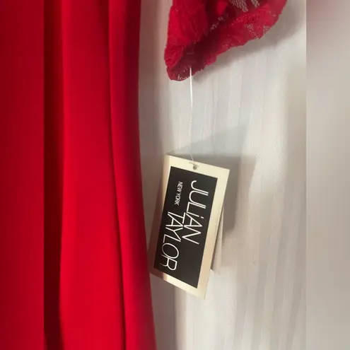 Julian Taylor New York Red Floral Lace Sleeve Dress. NWT!! Size 12.