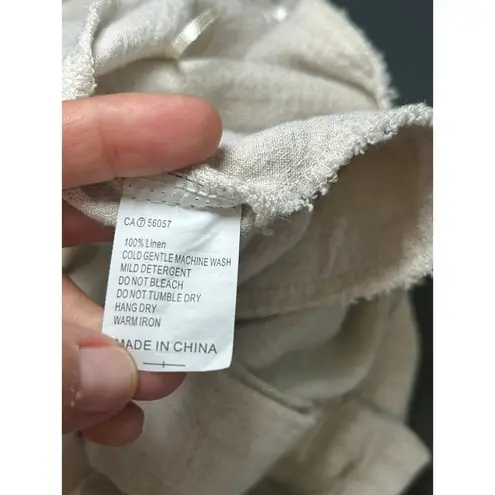 Runaway Heart Linen Blend Cropped Pants Pleated Front Casual Beige Size 12 Tan