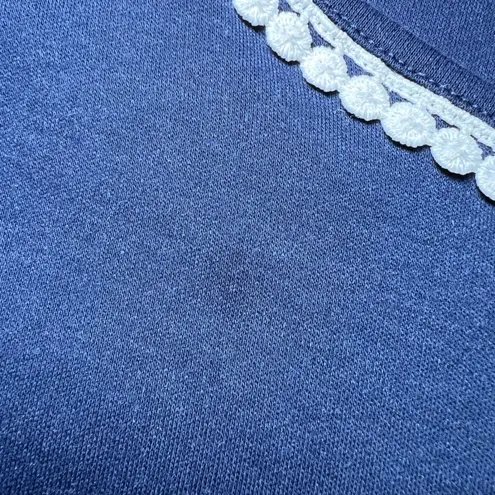 Alfred Dunner  Petite Navy Anchor Embellished V-Neck T-Shirt Top PL