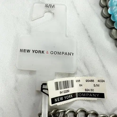 New York & Company Blue Beaded Chain Belt Y2K Festival ✨ Silver