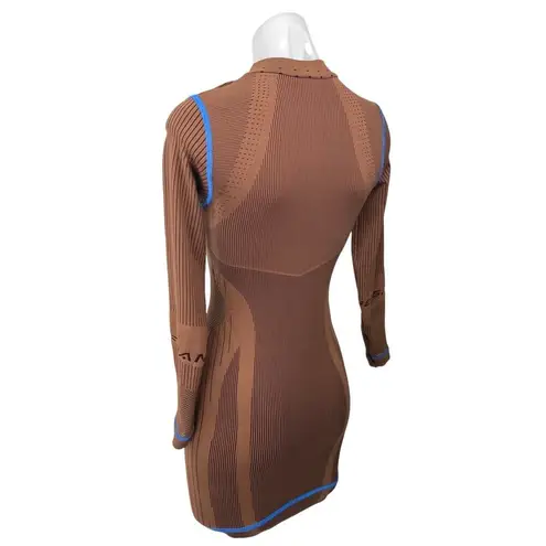 UO iets Frans Brown Seamless Long Sleeve Ribbed Striped Bodycon Sweater Dress XS