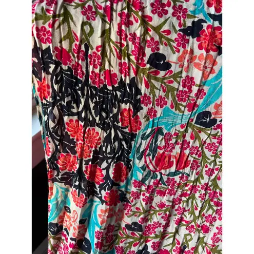 Vibrant Floral Print Scarf with Tassels Blue thumbnail 5