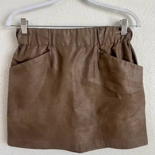 ZARA Women's Faux Leather Brown Mini Skirt Size M