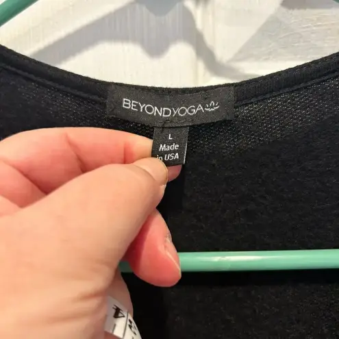 Beyond Yoga Black Overlapping Long Sleeve Fleece Jumpsuit Large