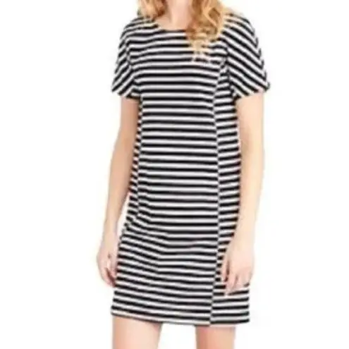 J.Crew  Black‎ White Striped Cap Sleeve Bodycon Dress Womens Size Medium