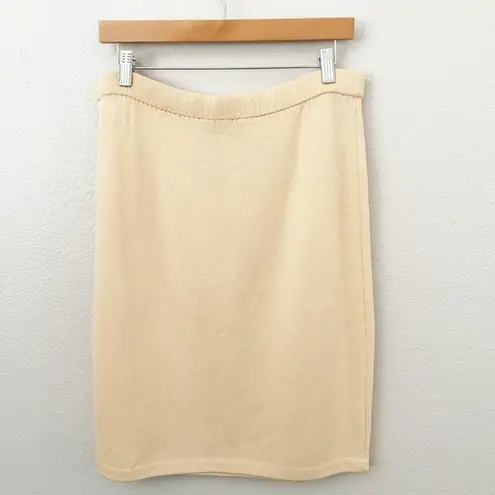 St. John | Knit Pencil Long Straight Light Butter Yellow Skirt Elastic | Size 6