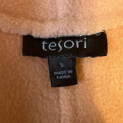 Tesori Womens Sweater Jacket Blazer Cardigan Size S Mellon Orange Wool Cashmere