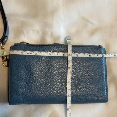 Michael Kors Wristlet Jet Set Travel Pebble Leather Continental Dark Chambray OS Blue