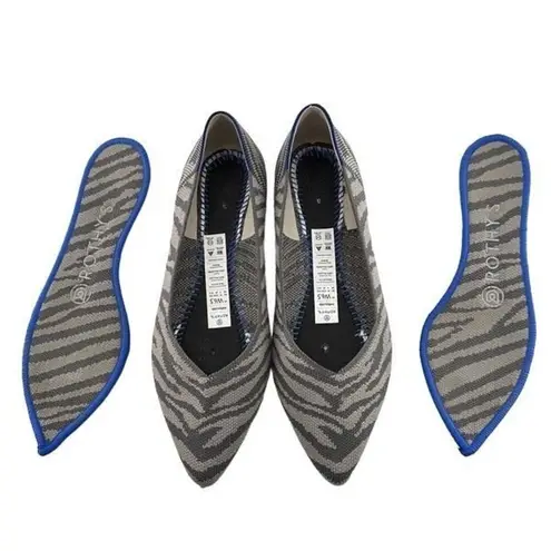 Rothy’s Womens The Point Gray Zebra Pointed Flats Shoes Size W6.5