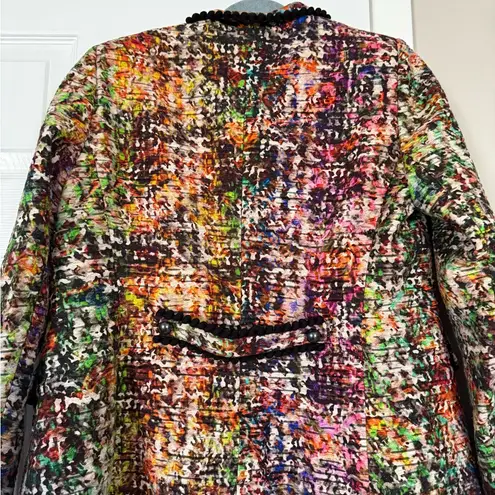 Roberto Quaglia 70% Wool Blend Artists Dream Colorful Tweed Long Blazer Coat Red Size M