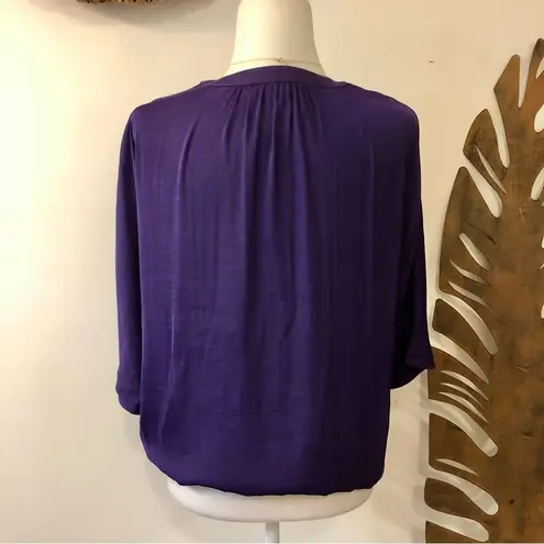 a.n.a . Splitneck Elbow Sleeve Royal Purple Top