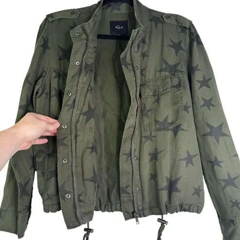 Rails Collins Military Jacket in Sage With Black Stars Bomber Army Utility Small
