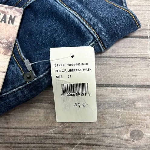 Le Jean Libertine Dark Wash Sabine Ankle Length Straight High Rise Jeans 24 NWT Blue