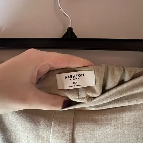 Babaton Aritzia Conan Cropped Pants Beige Pull On Business Career Office Size 10