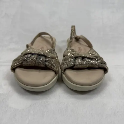 Amalfi Rangoni Wedge Sandals Pillow Feel Slingback Gold Sparkle Size 6