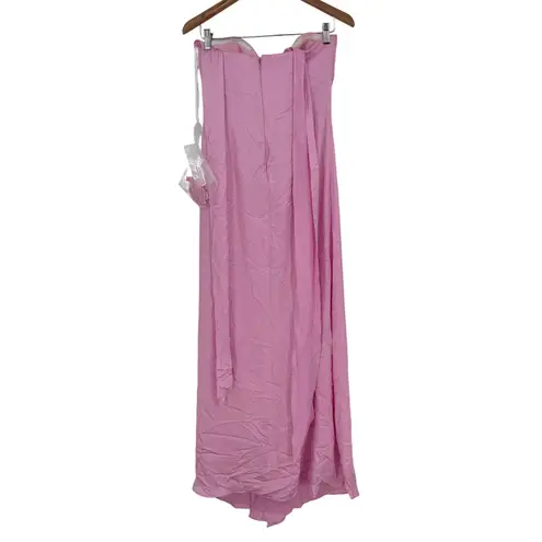 Dessy Collection Draped Satin Grecian Column Gown With Convertible Straps Pink Size 00