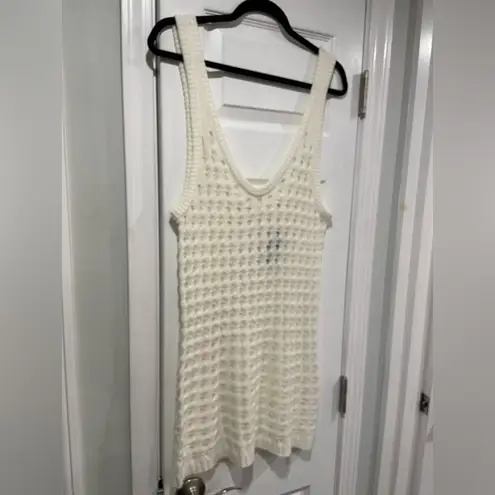 NWT Uncharted Threads Size XL Cream Stretchy Knit Crochet Terry Cover Up Dress White
