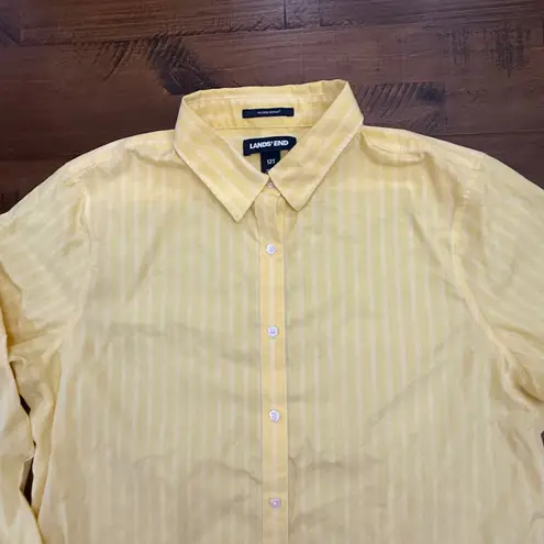 Lands' End 12T Yellow Striped Long Sleeve Button