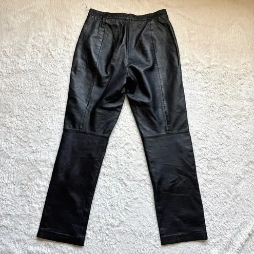 Vintage 90s EXCELLED Leather Pants Womens 10 Black Lined Straight Leg High Rise