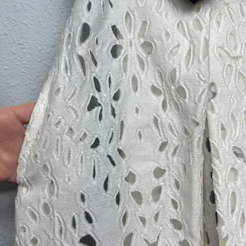 AZADEH Eyelet High Waisted Womens Midi Skirt Medium Play Festival Event Fairy White