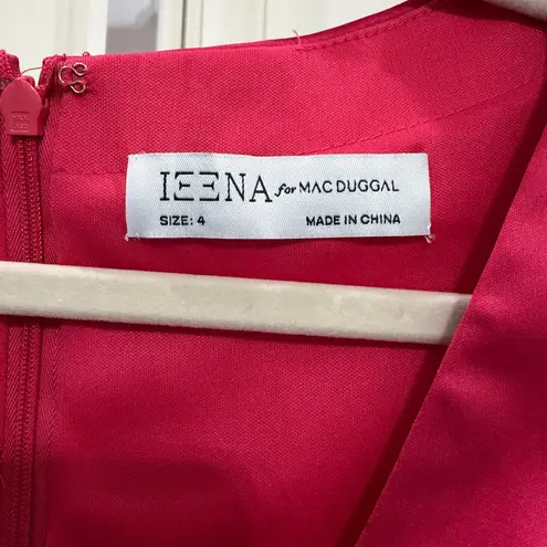 Mac Duggal IEENA 26625 Satin Ruched V-Neck Faux Wrap Lipstick Mini SZ 4