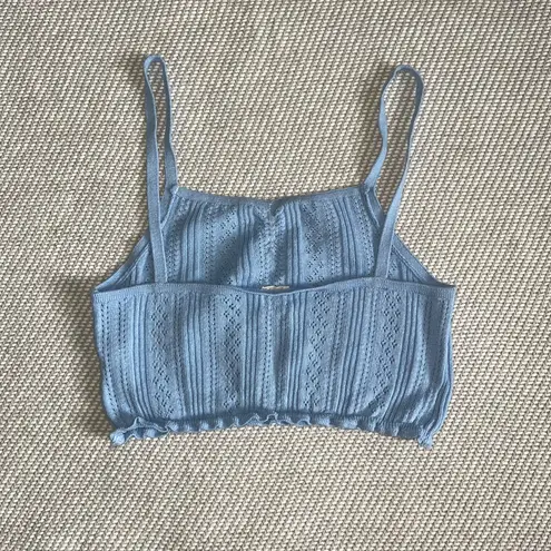 Urban Outfitters  Blue Knit Pointelle Cami Crop Top Sz Sm