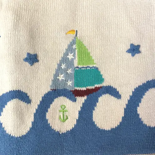 Vintage Quacker Factory Women's Star Sailboat Cardigan Sweater Size M Knit Cozy Size M