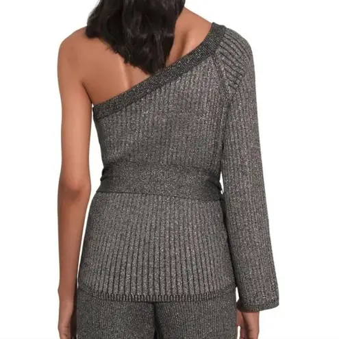 Eleven Six Nova Sweater Womens Medium Silver Alpaca Wool One Shoulder Top