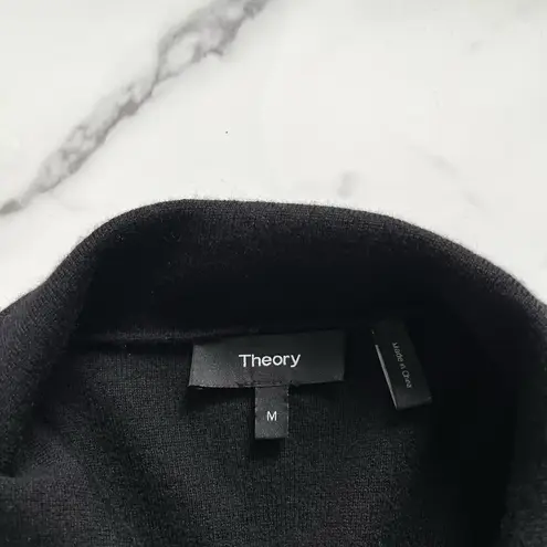 Theory  Trincy Evian Wool Blend Cardigan Open Front Draped Black Size M Classic