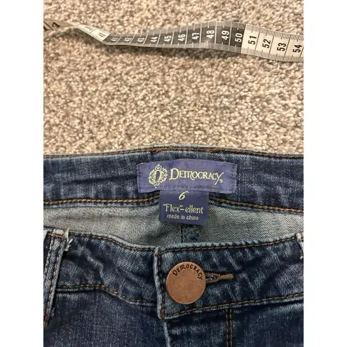 Democracy Jeans Flex-ellent Floral Embroidered Cropped Ankle Women's Sz 6 30x29