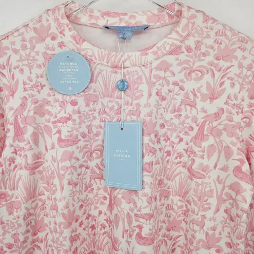 HILL HOUSE The Ivy Long Sleeve Sleep Tee in Pink Sherwood Forest Size XXS NWT