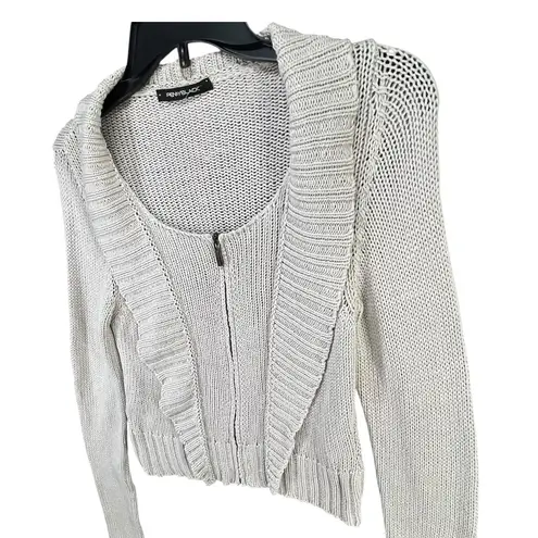 Pennyblack Knitted Cardigan S Beige Cotton Zip Up Sweater Quiet Luxury Italy Tan