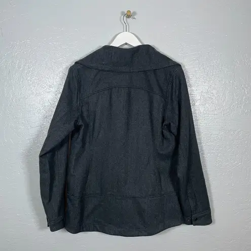 Smartwool Women L Gray Campbell Creek Jacket Herringbone Merino Wool Snap Gorp