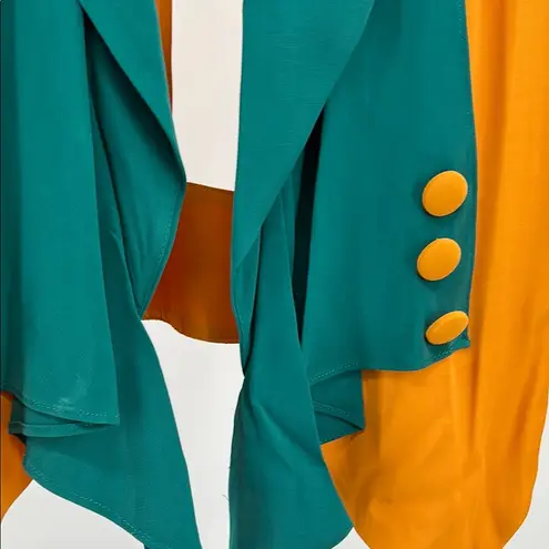 April Rain Yellow Green Blazer Vintage Military Style open front cut out back L Orange Size L