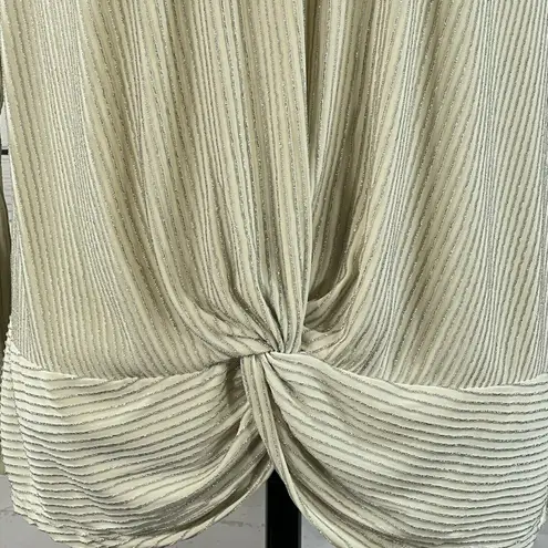 Alfani 3X-Large Top Stretch Twisted Front Long Sleeves V-Neck Metallic Striped